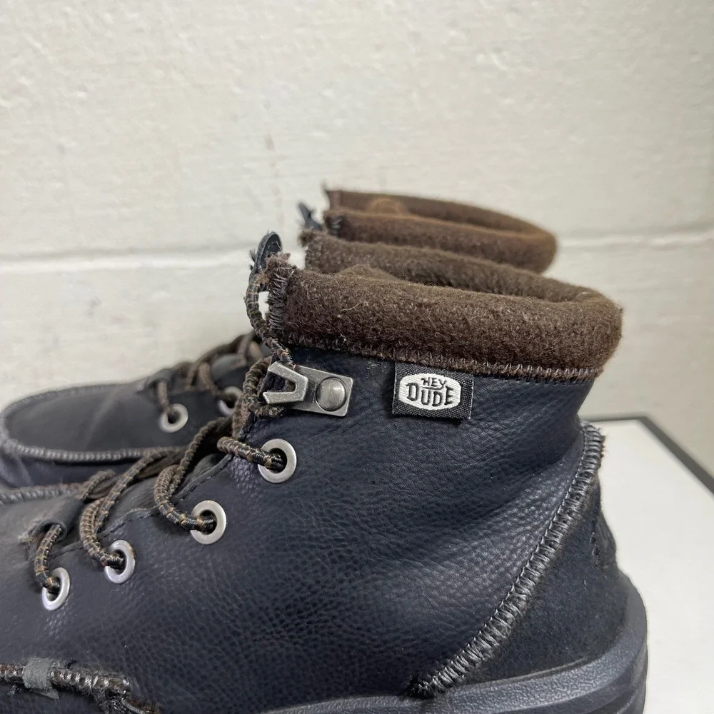 Hey Dude Bradley Boot Black Leather‎ Lace Up Kids Size 1 US/33 EU